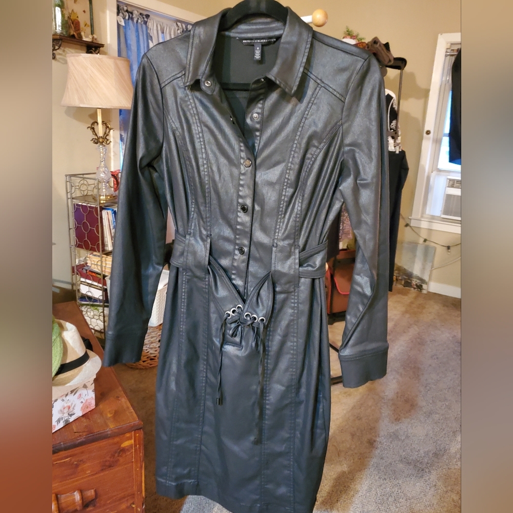 White House Black Market Black Trench Coat/Dress  8